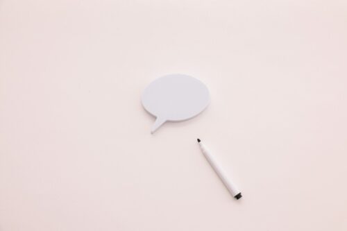 speech bubble with a black marker
