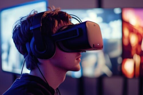 Mens met VR glass, AI